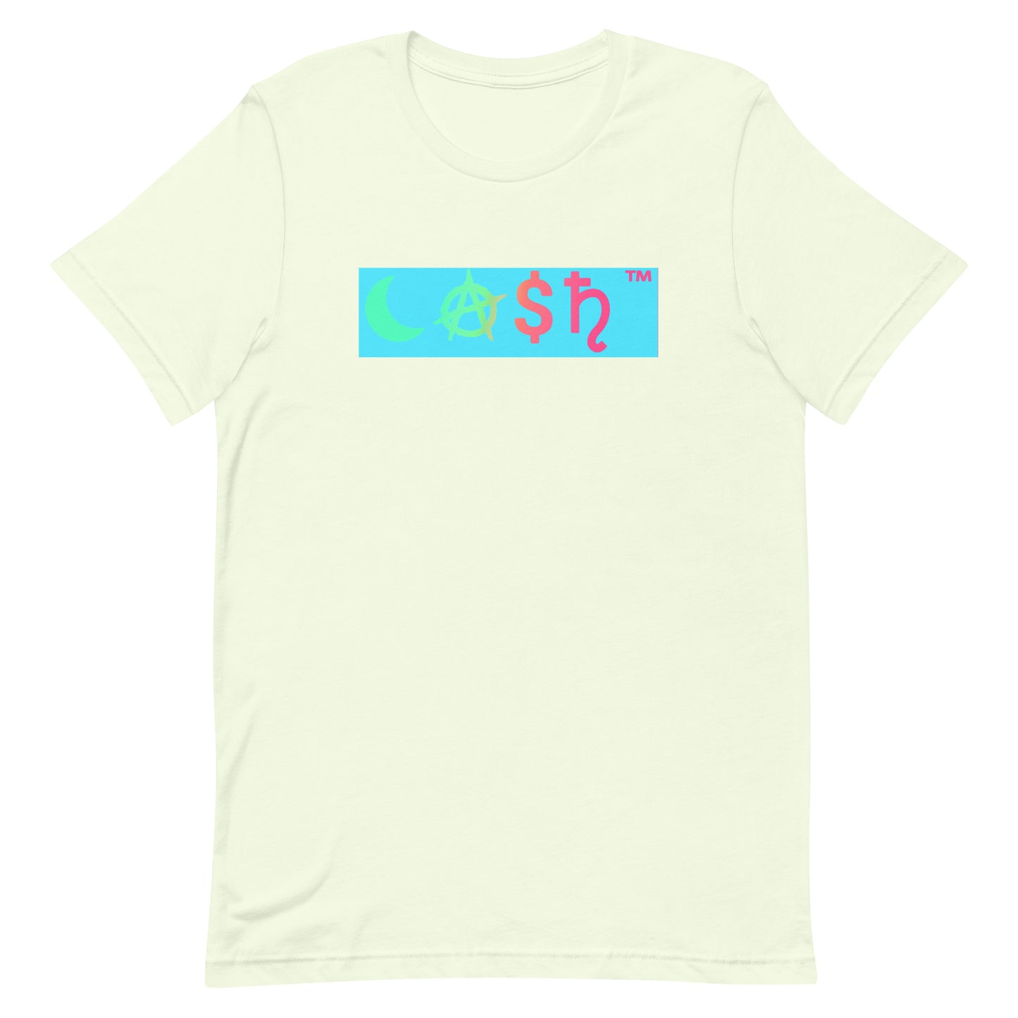 Tee | CA$H Block Sea Green/Pink/Sky Blue on Citron